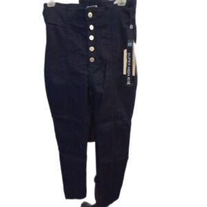 New NWT Denim Blvd High Waist Button Fly Skinny Frayed Hem jeans Size 9